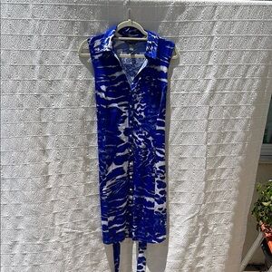 INC International Concepts Blue and White Patterned Dress